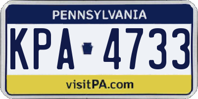 PA license plate KPA4733
