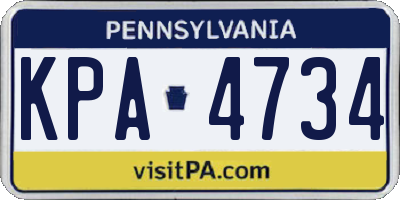 PA license plate KPA4734