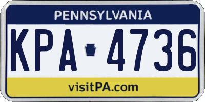 PA license plate KPA4736