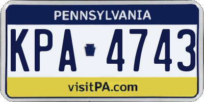 PA license plate KPA4743