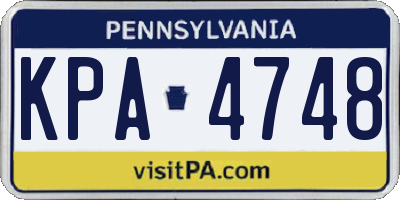 PA license plate KPA4748