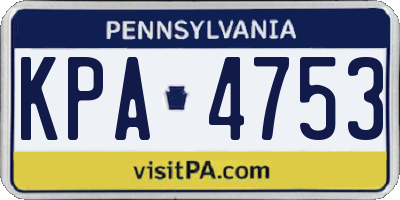 PA license plate KPA4753