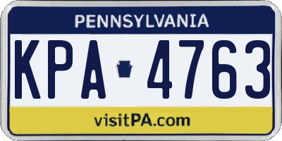 PA license plate KPA4763