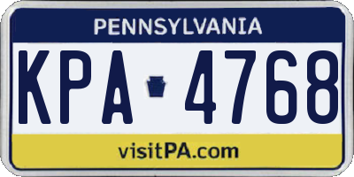 PA license plate KPA4768