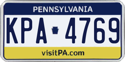 PA license plate KPA4769