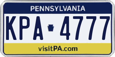 PA license plate KPA4777