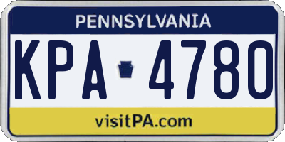 PA license plate KPA4780
