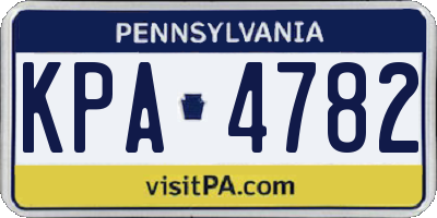 PA license plate KPA4782