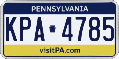 PA license plate KPA4785