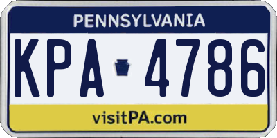 PA license plate KPA4786