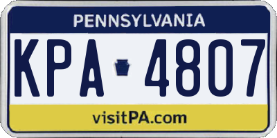 PA license plate KPA4807