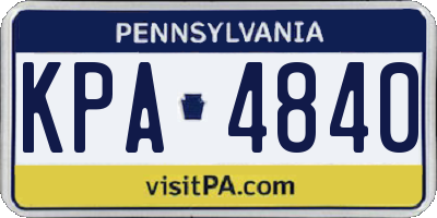PA license plate KPA4840