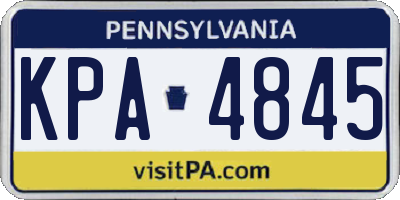 PA license plate KPA4845