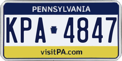 PA license plate KPA4847