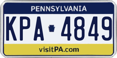 PA license plate KPA4849