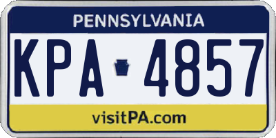 PA license plate KPA4857