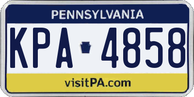 PA license plate KPA4858