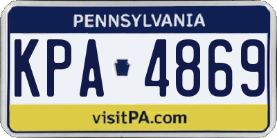 PA license plate KPA4869