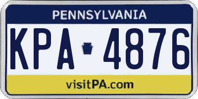 PA license plate KPA4876