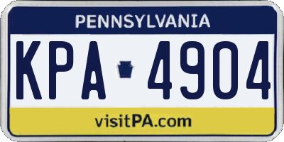 PA license plate KPA4904