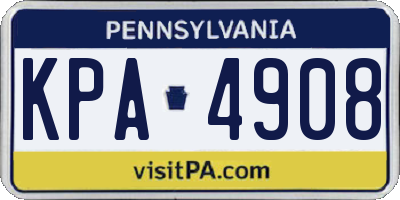 PA license plate KPA4908