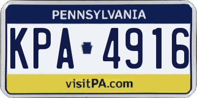 PA license plate KPA4916