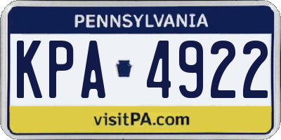 PA license plate KPA4922