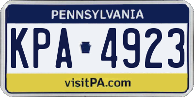 PA license plate KPA4923