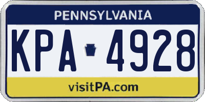 PA license plate KPA4928