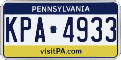 PA license plate KPA4933