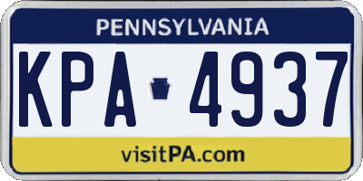 PA license plate KPA4937