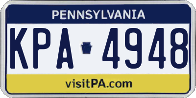 PA license plate KPA4948