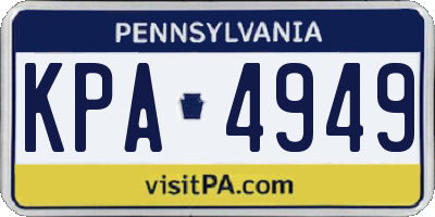PA license plate KPA4949