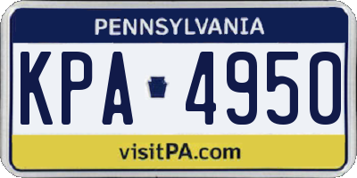 PA license plate KPA4950