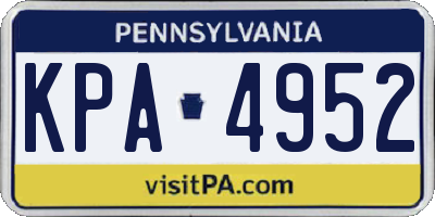 PA license plate KPA4952