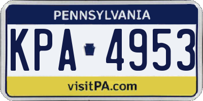 PA license plate KPA4953