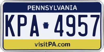 PA license plate KPA4957