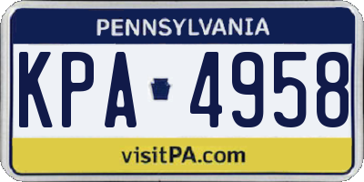PA license plate KPA4958
