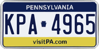 PA license plate KPA4965