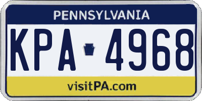 PA license plate KPA4968