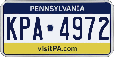 PA license plate KPA4972