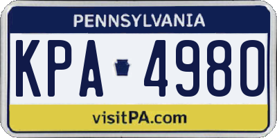 PA license plate KPA4980