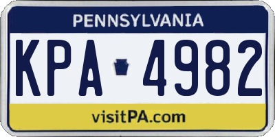 PA license plate KPA4982