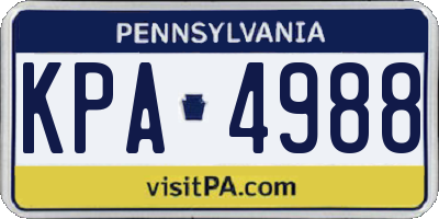 PA license plate KPA4988