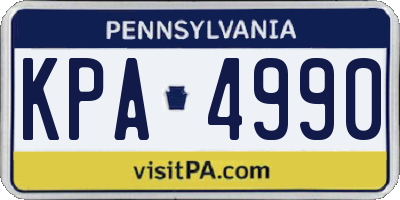 PA license plate KPA4990