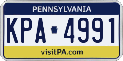 PA license plate KPA4991