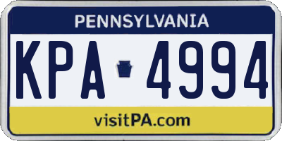PA license plate KPA4994