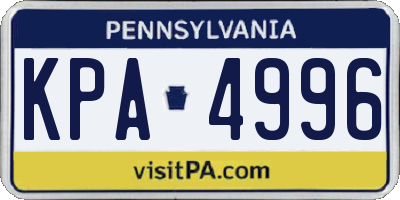 PA license plate KPA4996