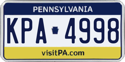 PA license plate KPA4998