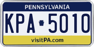 PA license plate KPA5010